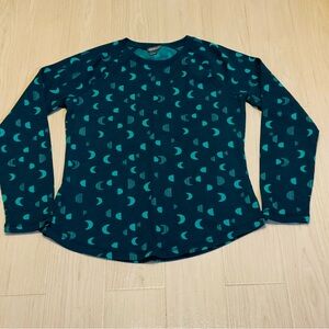 NWOT Eddie Bauer Teal and Navy Long Sleeve Lounge Pajama Top Women’s Size S